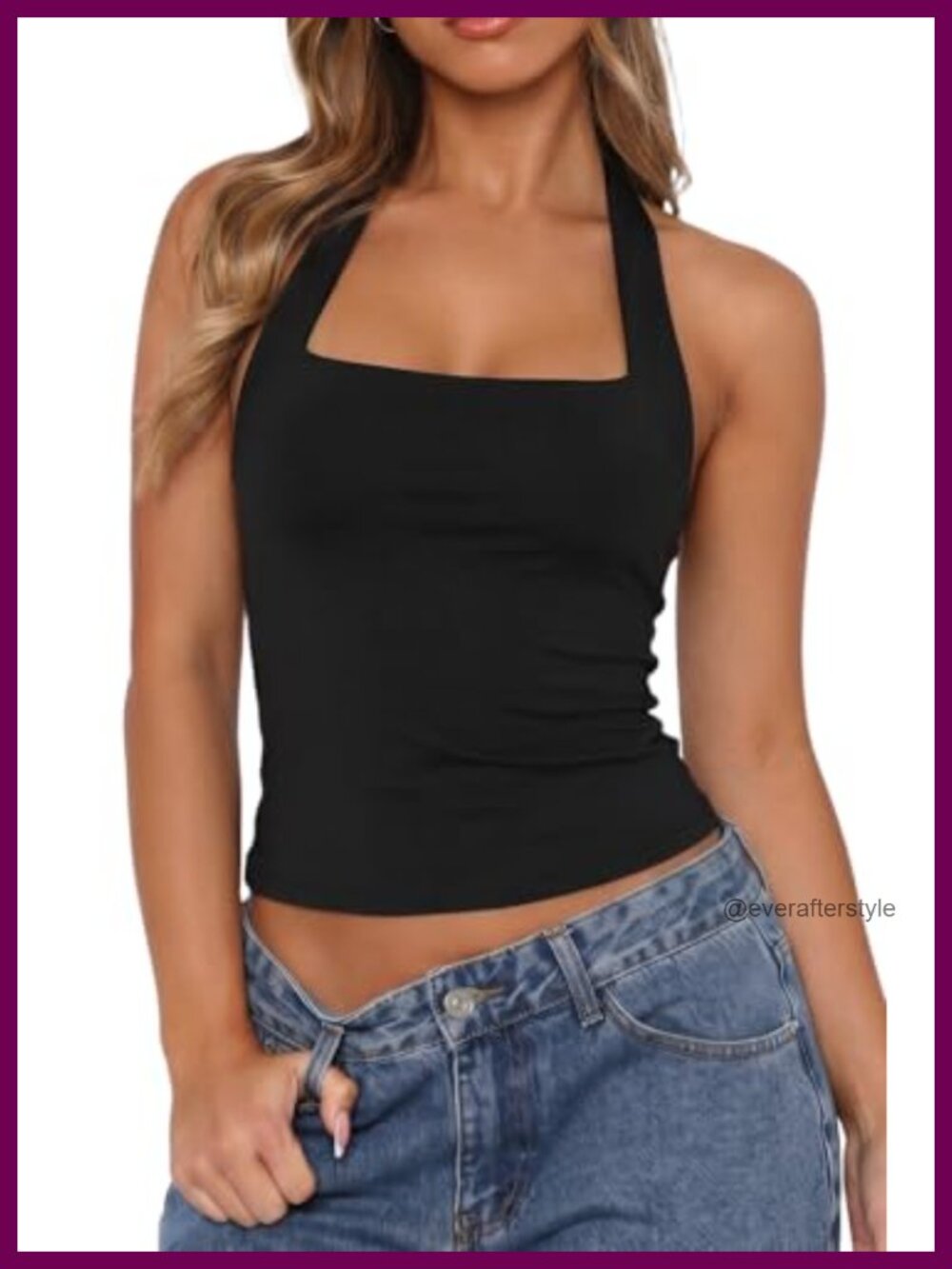 QINSEN Crop Halter Tank Top Button Closure Cami Going Out
